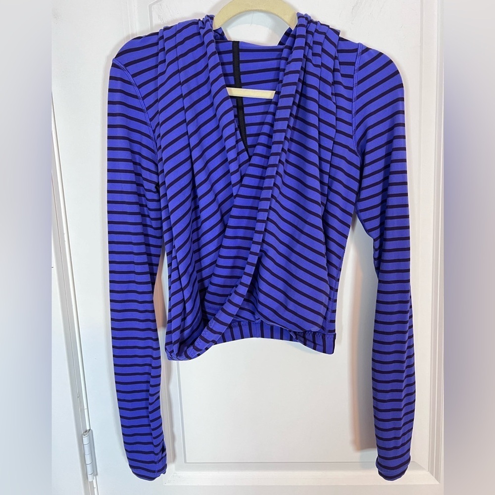 Ivivva by Lululemon Purple Striped Faux Wrap Hoodie Top
